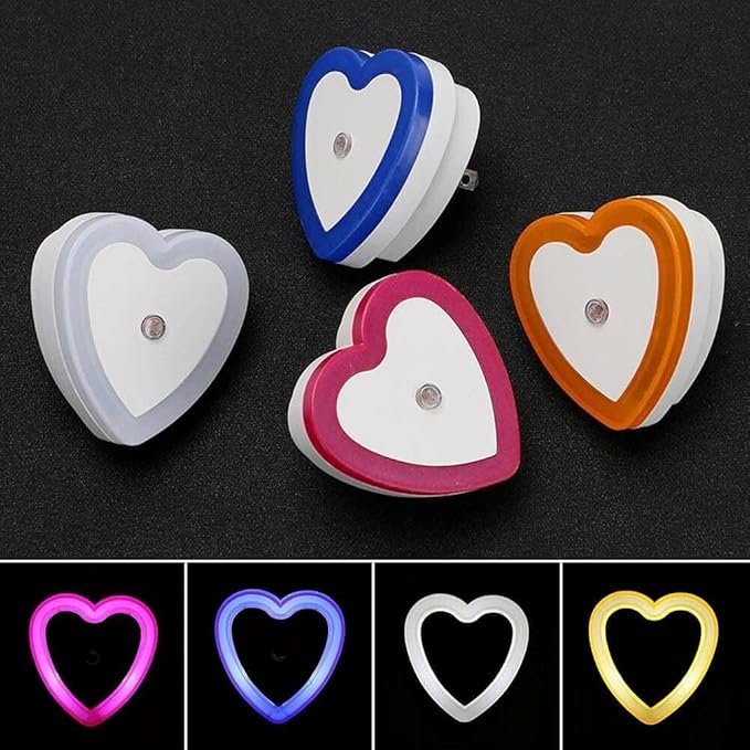 Heart Shaped LED Night Light, 0.5W Plug-in Auto Sensor Control, Wall Light for Bedroom Hallway, Night Lights Heart Decor for Valentine's Day Gifts, Wedding, Party, Room Decor (Red)