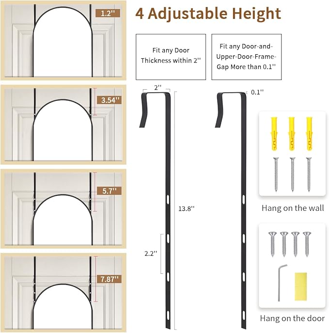 Door Mirror, Over The Door Arched Full Length Mirror, 48"x14" Hanging Mirrors for Bedroom, Living Room, Entryway, Dorm, Black