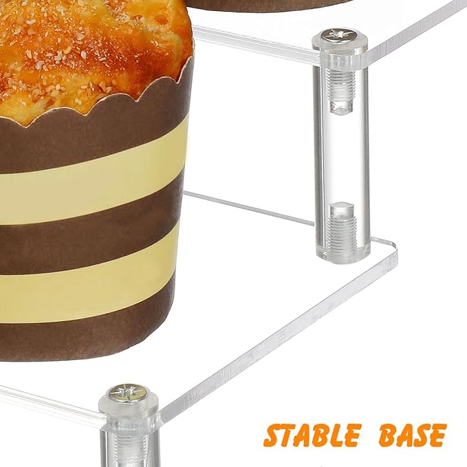 Acrylic Display Shelf Organizer Perfume Stand with Wide Layers Storage Riser for Makeup and Desserts Easy Assembly Stable and Versatile Desktop Display