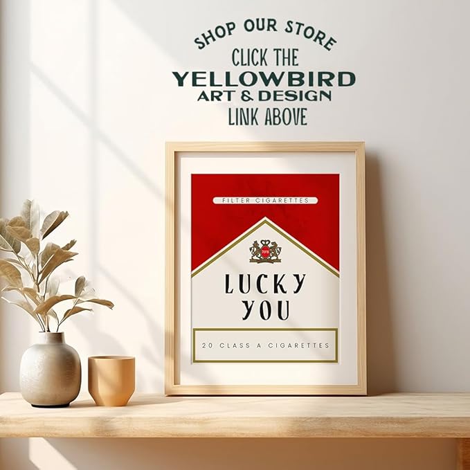 Cute Aesthetic Trendy wall decor - Lucky You Gallery Wall Art & Decor - 70s Retro Vintage Minimalist Modern art - Funky Decor - Maximalist Eclectic Home Decor - Preppy Positive Quotes Posters 8x10