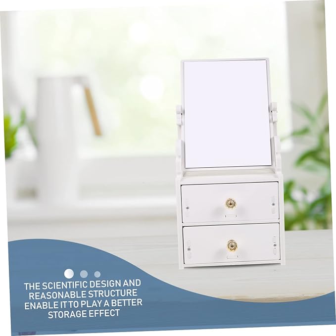 minkissy Elegant Tabletop Makeup Storage Box with Practical Mirror Design Versatile Organizer for Cosmetics Jewelry Accessories for Dresser Vanity and Bathroom Use