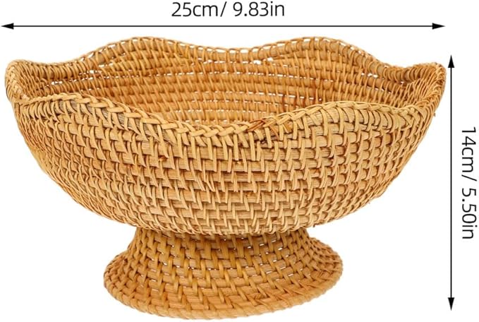 Alipis Small Round Woven Rattan Basket 9.84In Key Bowl and Fruit Tray Tabletop Organizer for Home Kitchen Entryway Storage