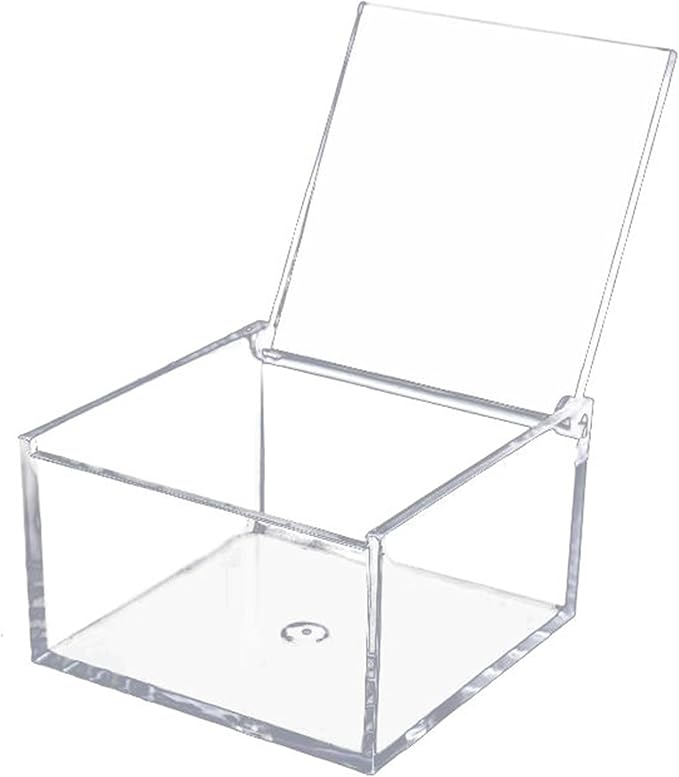 KissYou Acrylic Box Clear Boxes with Hinged Lid Transparent Display Square Cube Storage Organizer Containers for Birthday Wedding Graduation Party Decoration