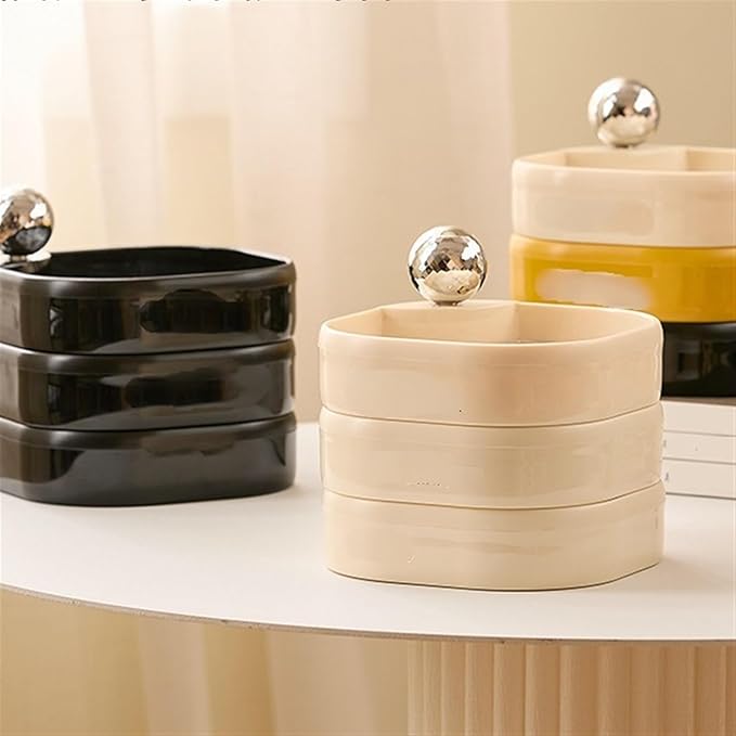 Makeup Organizer Rotating Jewelry Box Household Jewelry Box Dressing Table Jewelry Storage Box Multifunctional Jewelry Storage Box Storage Box (Color : D, Size : 5 * 5 * 5.1in)