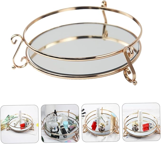 Cabilock 1pc Polishing Mirror Tray for Home Elegant Cosmetic Storage Holder Creative Makeup Organizer Stylish Vanity Decor for Products
