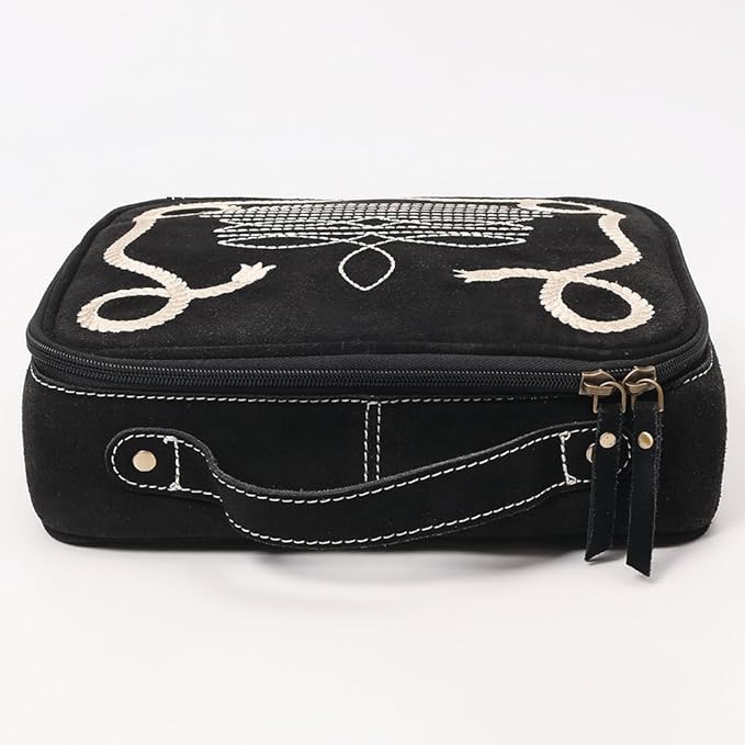 American Darling Genuine Suede Leather jewelry case Boot Stitched Embroidery Western Travel Organizer