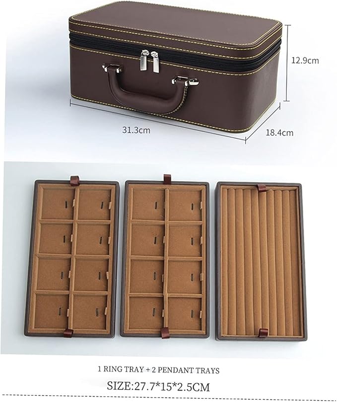 Makeup Organizers Jewelry Box Leather Multifunctional Portable Jewelry Box Ring Necklace Jewelry Storage Display Box Large Capacity Jewelry Boxes Organizer Jewelry Case
