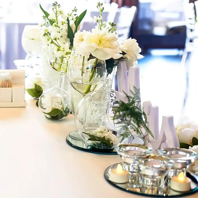 16Pack Round Mirror Plates for Centerpieces, 10inch Acrylic Mirror Trays Flat Circle Mirrors for Tables Centerpieces, Circle Candle Plate Mirror Centerpiece Table Decorations for Wedding Decorations