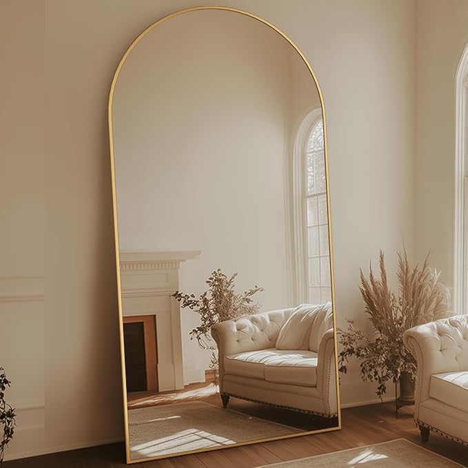 Full Length Mirror, 81"x41" Oversized Arched Mirror Large Standing Mirrors, Tall Mirrors Body Floor Mirror for Bedroom Living Room Aluminum Frame, Gold