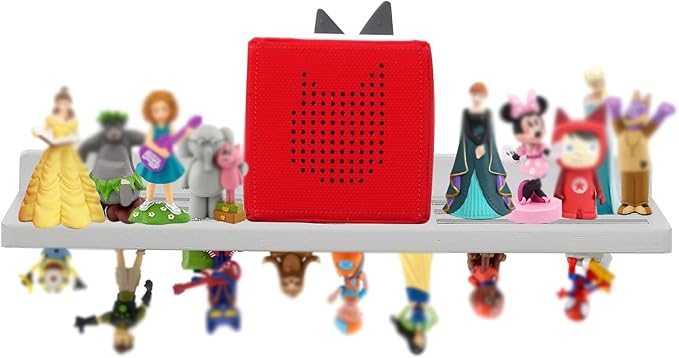 For Tonies Figures Shelf Magnetic,for Tonie Box Wall Shelves,for Tonies Characters Organizer Audio Toy Storage (Holds 36 Figurines),Compatible Charging Station for Children Kid's Room,Oak,Gray White