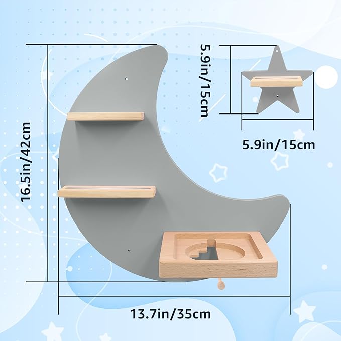 Taladad for Toniebox 1 and Toniebox 2 Tonie Shelf Wall Mounted Set,Tonies Figures Tonies Storage,Magnetic Wooden Floating Shelves Compatible with Tonie Box Player Character for Children Room