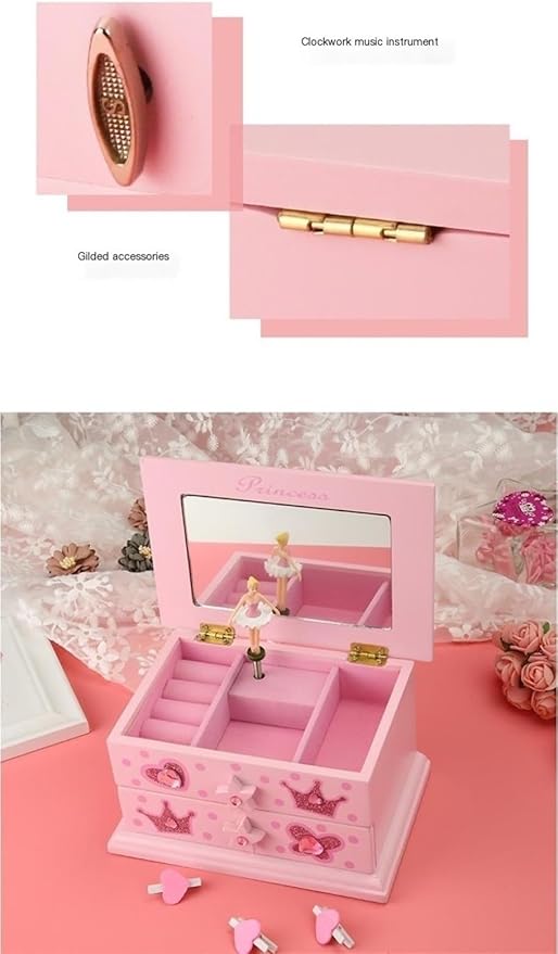 Makeup Organizer Jewelry Organizer Necklace Ring Earring Organizer Double Layer Princess Hairpin Jewelry Box Music Multi-Layer Jewelry Box Storage Box