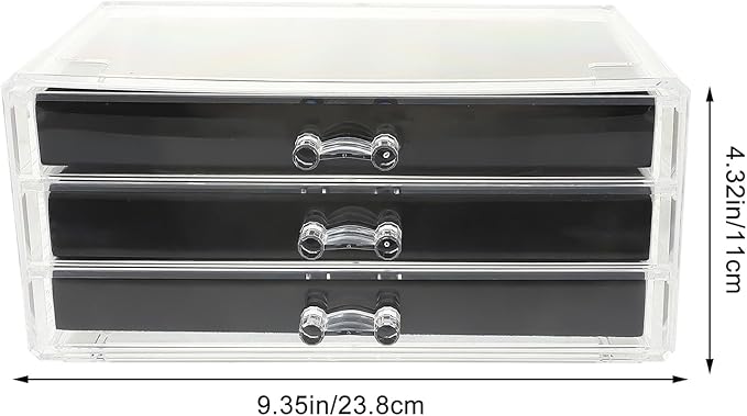 Acrylic Multi-layer Jewelry Storage Box with Black Makeup Organizer for Earrings Necklaces Rings Brooches Sturdy Compartment Display Case for Women Desktop Decor