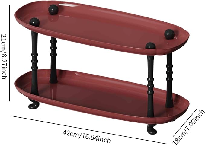 Desktop Organizer Countertop Storage Rack Vanity Tray Makeup Organizer for Countertop Red(Red)