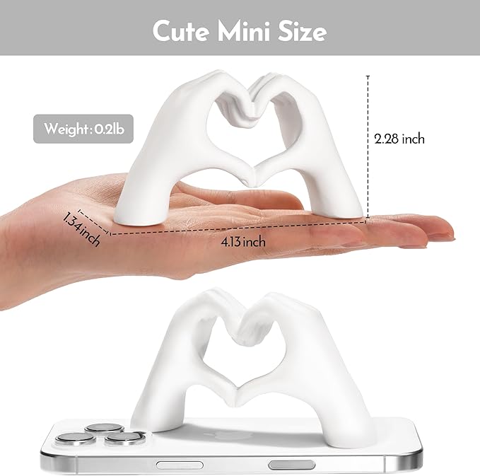 Gold Decor Living Room – Mini Small Heart Hands Sculpture – Shelf Decor Aesthetic – Cute Home Accent Table & Shelves – Love Statue - Gifts Girlfriend, Wife, Women, Teen Girls, Valentine (White, Mini)