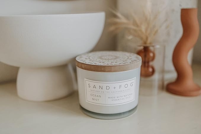 Sand + Fog Scented Candle - Golden Nutmeg – Additional Scents and Sizes – 100% Cotton Lead-Free Wick - Luxury Air Freshening Jar Candles - Perfect Home Decor – 12oz