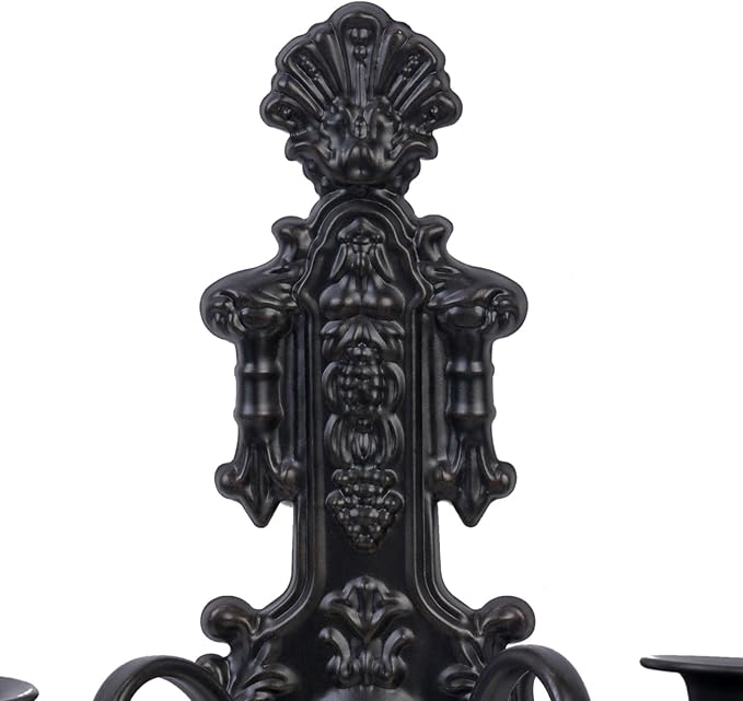 Candle Sconce(Set of 2)-Metal Gothic Wall Decorations-Rustic Home Decor-Black Wall Candle Sconces,Dark Academia Decor