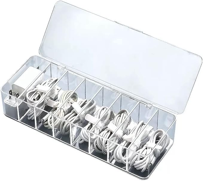 2Pcs cord organizer box, 10.2 x 3.5 x 2.2in, Desktop Cord Organizer with Compartments (2)