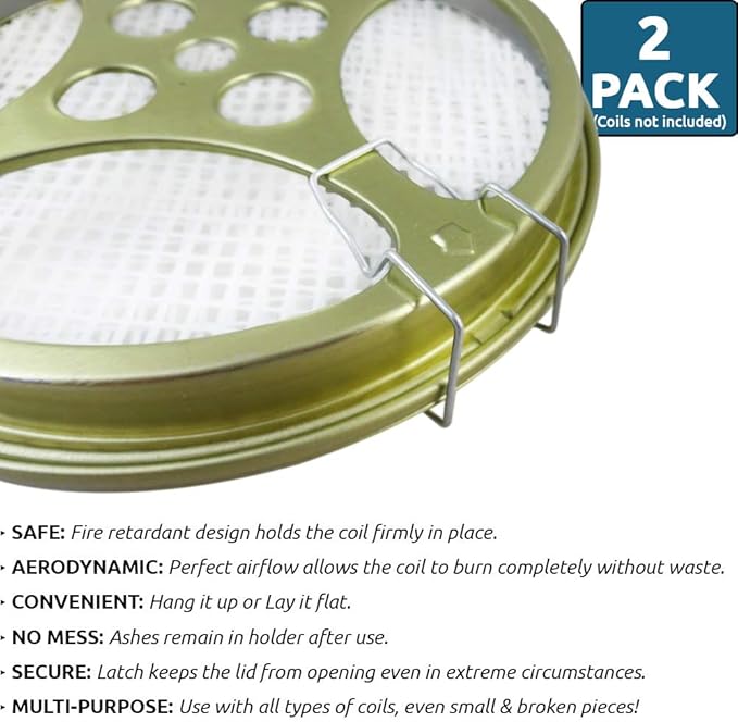W4W Portable Mosquito Coil Holder - Mosquito Coil & Incense Burner for Outdoor use, Pool Side, Patio, Deck, Camping, Hiking, etc.(Includes Set of 2 Holders)