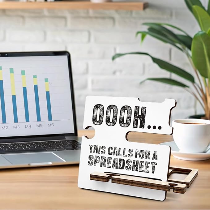 Funny Office Accountant Gifts - Multi-functional Desk Organizer - Humorous Office Quote Wooden Sign for Office Desk Shelf Decor