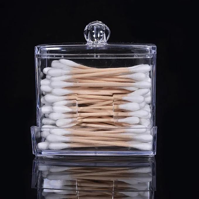 Transparent Cotton Swab Storage Box Makeup Organizer Acrylic Storage Box Cotton Swab Cosmetic Box Bathroom Bedroom Storage
