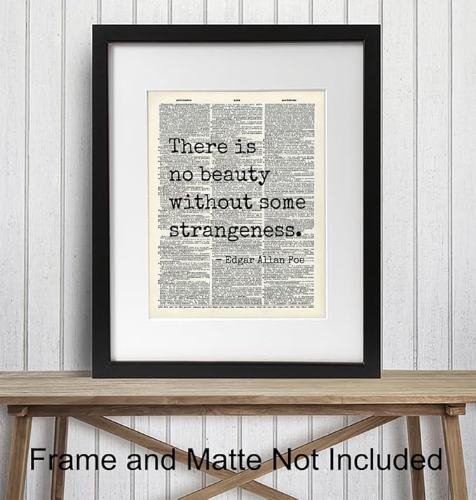 Edgar Allan Poe Gothic Art LARGE 11x14 - Retro Goth Wall Decor for Home, Office, Living Room, Bedroom, Bathroom - Famous Quotes Typography Wall Art for Poetry Fans, Vintage Horror Fans - Unframed