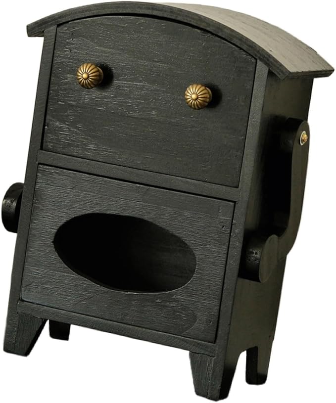 Yajuyi Mini Storage Cabinet Jewelry Box Multipurpose Decorative Robot Shaped Wooden Desktop Organizer for Countertop Makeup Desk, Black