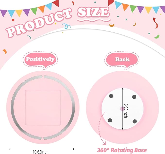 360° Round Turntable for Tonies Box 1/2 Organizer Storage Shelf, Magnetic Stand Holder for Toniebox Player Tonies Figures, Display Collection 10~15 Tonie Box Characters (Pink)