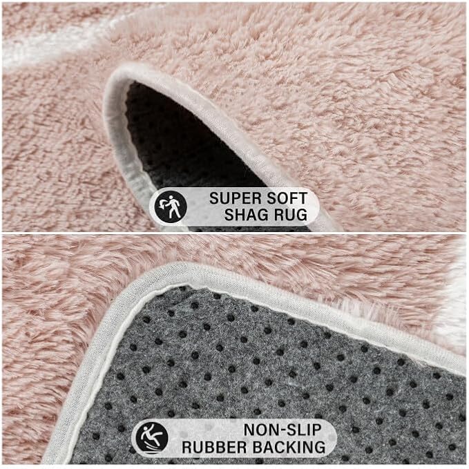 PureCozy 6x9 Checkered Rug for Living Room Pink and White Modern Soft Area Rug Fluffy Non-Slip Carpet for Bedroom Playroom Home Aesthetic Decor