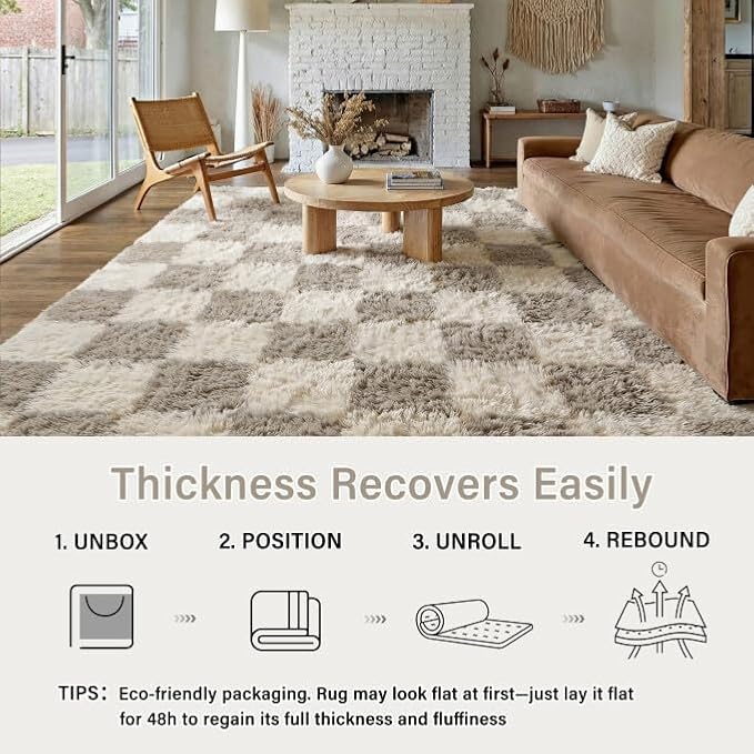 PureCozy Modern Rug 9x12 for Living Room, Grey Shag Rug Washable Non-Slip Large Area Rug Super Soft Indoor Fuzzy Carpet Fluffy Rugs for Bedroom Home Aesthetic Decor