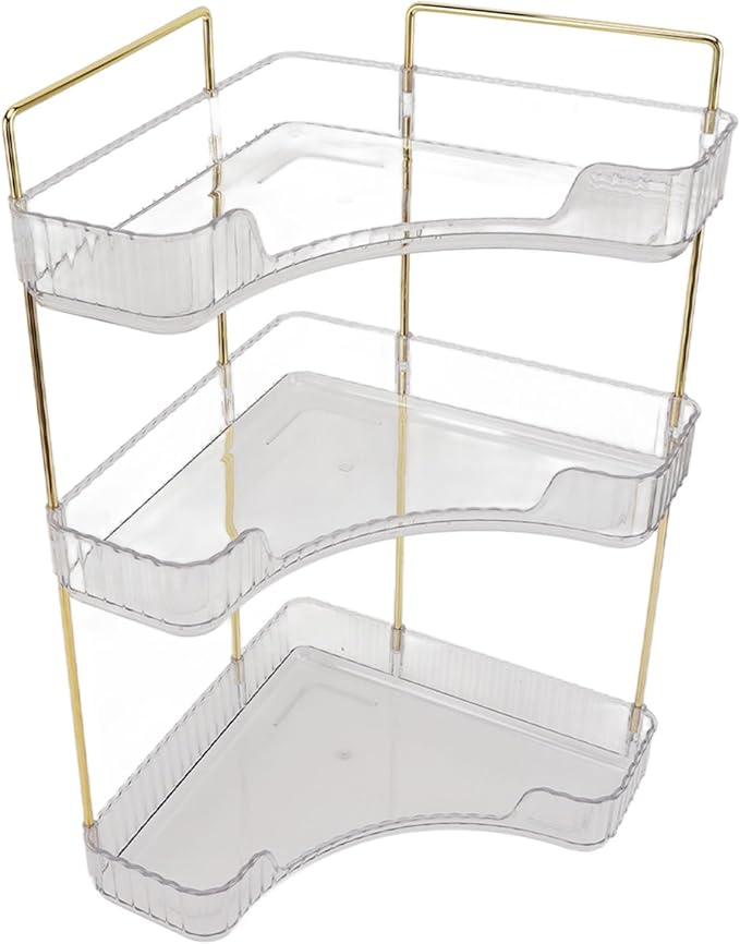 Fabater Corner Makeup Bathroom Organizer Modern Easy Access Makeup Organizer Rack for Bedroom (Transparent)
