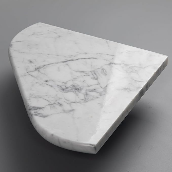 Lovdeco Carrara Marble Corner Shower Shelf, 8" Corner Shelves for Wall Bathroom Shower, 1 Piece, Polished