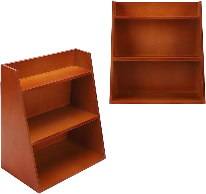Dpofirs 3 Tier Vintage Wooden Display Shelf - Wall Mount or Countertop Organizer for Collectibles, Perfume, Makeup & Trinkets