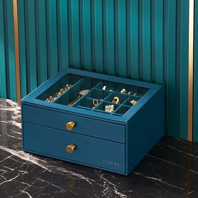 Makeup Organizers Jewelry Box Storage Box Cosmetic Box Ring Earring Necklace Bracelet Storage Box Lining Flocking Jewelry Case (Size : C) (A)