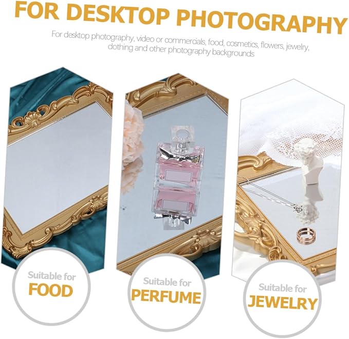Vintage Vanity Mirror Tray Perfume Organizer Makeup Tray Decorative for Dresser Countertop Display Home Décor Accessory