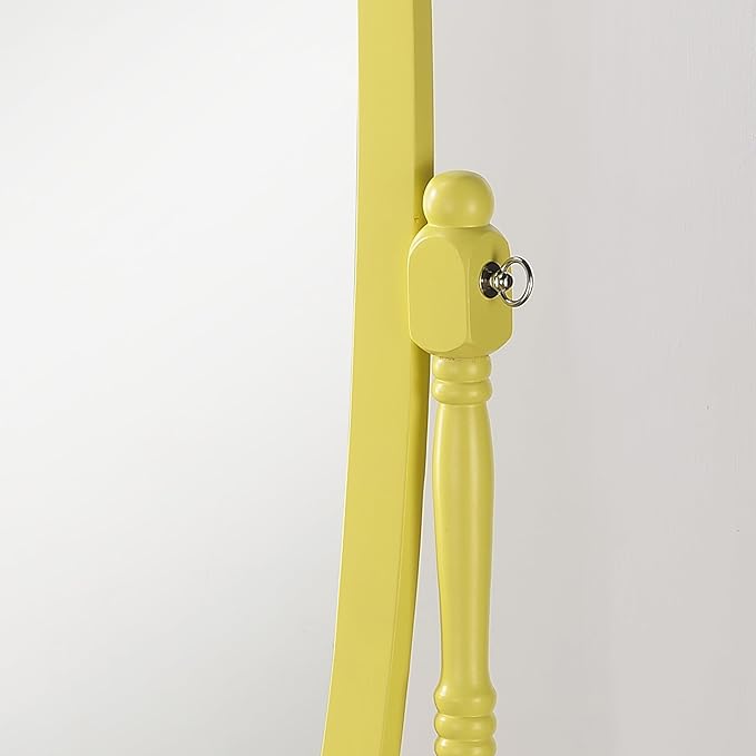 Roundhill Furniture Traditional Queen Anna Style Wood Floor Cheval Mirror, Yellow