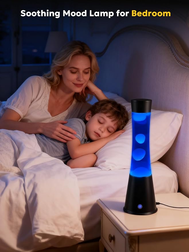 17-Color Changing Liquid Motion Lamp with Remote & Auto Shut-off, Soothing Mood Lamp for Bedroom, Office & Home Decor, 15.5 Inch Large LED Night Light, Unique Gift for Kids,Valentines, Teens & Adults