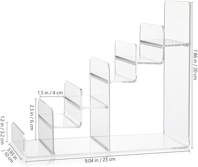 VALICLUD Wallet Display Stand, 6-Tier Acrylic Clear Organizer 7.8 Vendor Display Riser Counter Table Shelf for Jewelry, Cosmetics, Perfume, Dessert