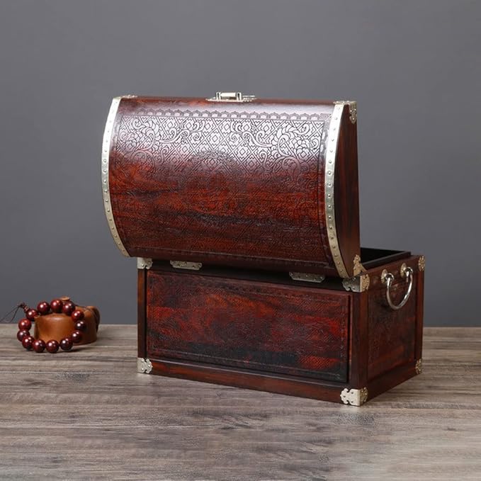 Makeup Organizers Solid Wood Jewelry Box Chinese Retro Storage Box Ring Earring Necklace Bracelet Watch Small Jewelry Storage Box Jewelry Box 11.81 Inches Jewelry Case (Color : B)