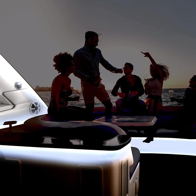 50ft Pontoon Boat Lights Marine LED Strip Lights 12V Waterproof, Interior Light Deck Light for Jon Boat, Kayak, Fishing Boats, Bass Boats (White)