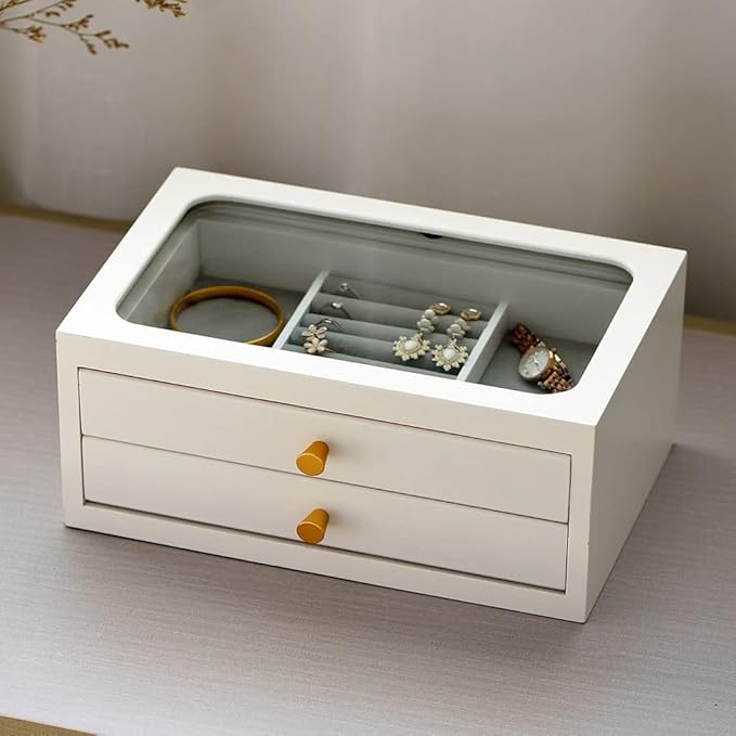Makeup Organizers Jewelry Box Retro Drawer Jewelry Box Double/Triple Storage Box Ring Earring Necklace Bracelet Storage Box Built-in Flocking 11.81 inches Jewel