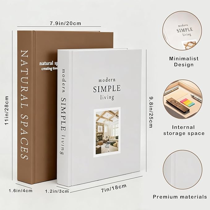 Elegant Decorative Books Boxes for Home Decor, Faux Books Storage Box Decor for Decoration, Aesthetic Book for Coffee Table, Modern Home Decor and Keepsakes (Style A)