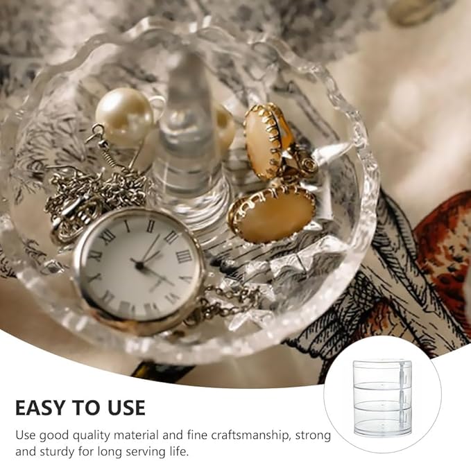 Healeved 1pc Multi-layer Rotating Jewelry Storage Box Compact Desktop Organizer for Cosmetics Versatile Display Case for Home and Shop Use Practical