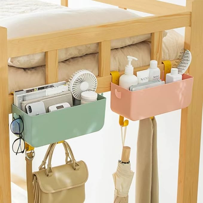 Bunk Bed Shelf, Kids Bunk Bed Caddy | Bedside Caddy for Dorm Bed Loft Bed Rail | Top Bunk Accessories (Yellow)