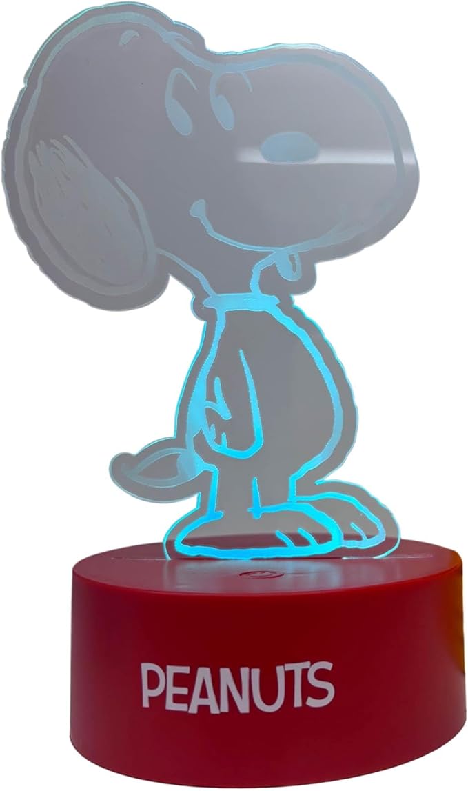 Peanuts Snoopy 3D Illusion LED Lamp,Night Light with Color Changing Effect,Desk Lamp for Bedroom, Nursery, Playroom Décor
