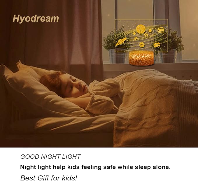 Solar System 3D Optical Illusion Side Table Lamp Universe Space Galaxy Night Light for Kids, Room Decor Light, Gift for Boys and Girls…