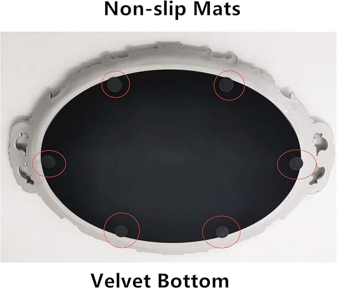 Oval Decorative Mirror Tray, French Style Flower Frame, Makeup Organizer, Jewelry Organizer, Serving Tray, 9.8"x 14.6", Golden White