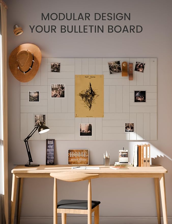 Large Felt Bulletin Board 36"x24" Cork Board Alternative - 6 Pack with 40 Safe Removable Adhesive Tabs, Cork Boards for Walls Cork Board for Home Office Classroom Pin Board-Cold White