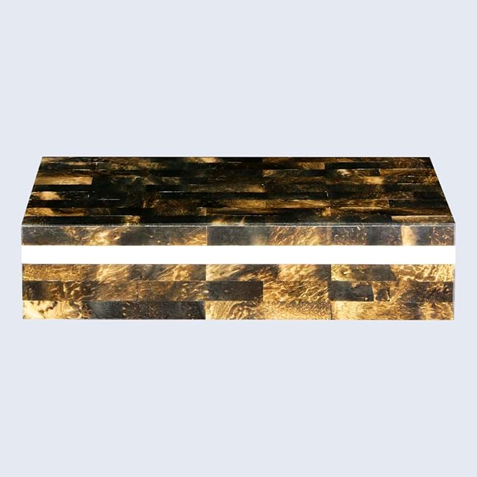 Handicrafts Home Large Decorative Storage Box with Lid– 10x4x2.5” Coffee Table Organizer, Keepsake-Decorative Boxes for Home Decor, Stylish Decorative Box for Office Décor-Black