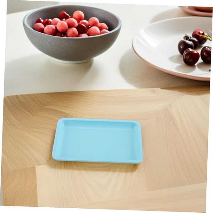 Ipetboom 2pcs Blue Stainless Steel Makeup Organizer Tray Decorative Jewelry Dish for Vanity Small Trinket Storage Plate for Home Easy to Clean Metal Serving Tray